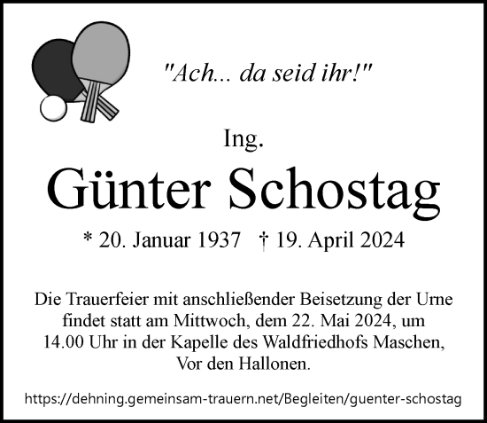 Traueranzeige von Günter Schostag von Hamburger Abendblatt